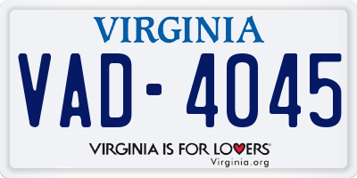 VA license plate VAD4045