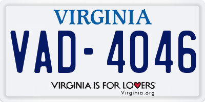 VA license plate VAD4046