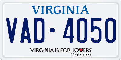 VA license plate VAD4050