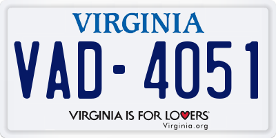 VA license plate VAD4051