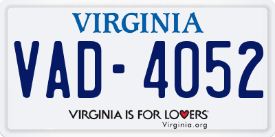 VA license plate VAD4052