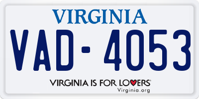 VA license plate VAD4053