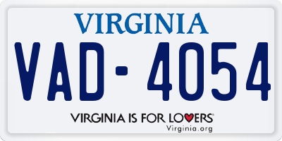 VA license plate VAD4054