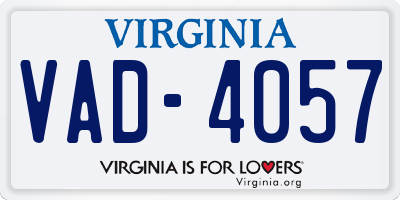 VA license plate VAD4057