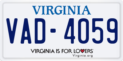 VA license plate VAD4059