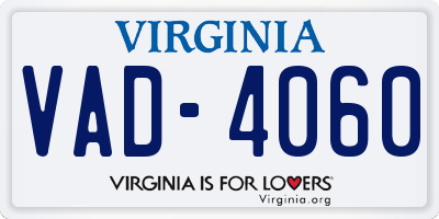 VA license plate VAD4060