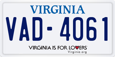 VA license plate VAD4061