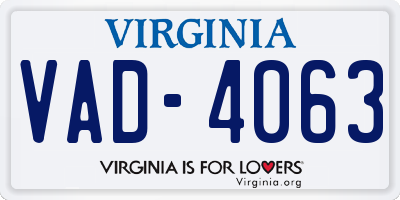 VA license plate VAD4063