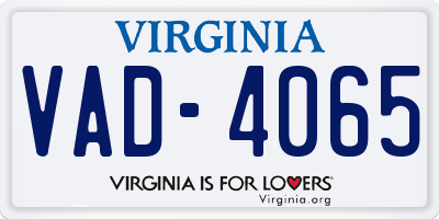 VA license plate VAD4065