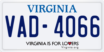 VA license plate VAD4066