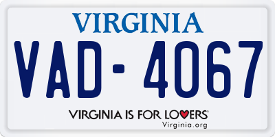 VA license plate VAD4067