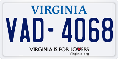 VA license plate VAD4068