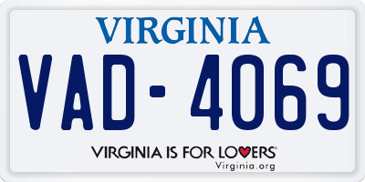 VA license plate VAD4069