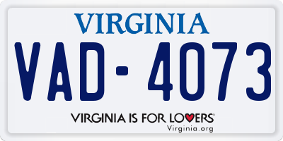 VA license plate VAD4073