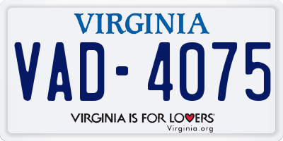 VA license plate VAD4075