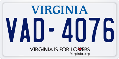 VA license plate VAD4076