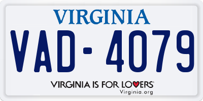 VA license plate VAD4079