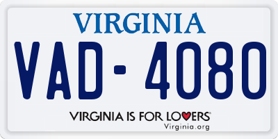 VA license plate VAD4080