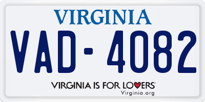 VA license plate VAD4082