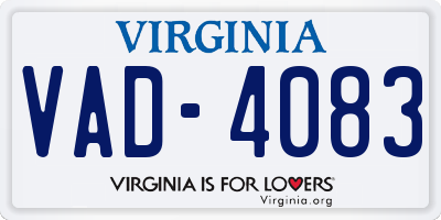 VA license plate VAD4083