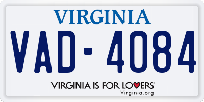 VA license plate VAD4084