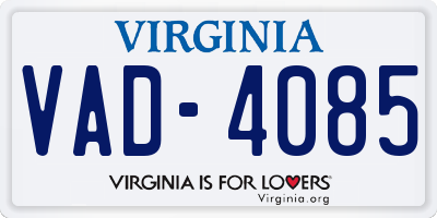 VA license plate VAD4085