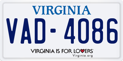 VA license plate VAD4086