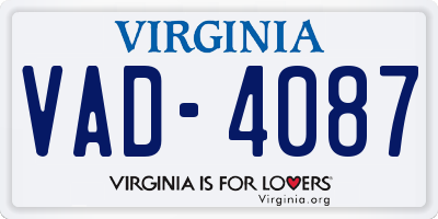 VA license plate VAD4087