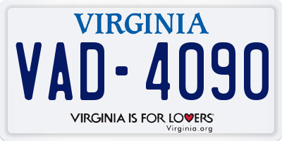 VA license plate VAD4090