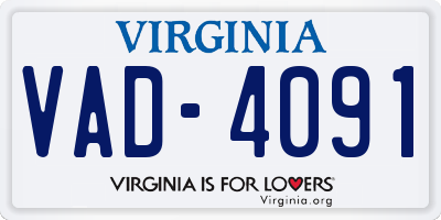 VA license plate VAD4091