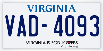 VA license plate VAD4093