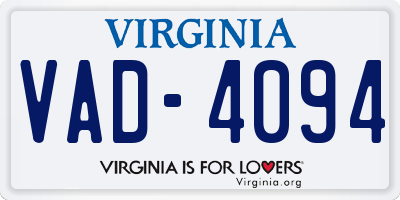 VA license plate VAD4094