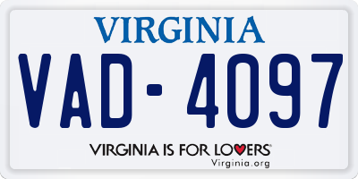 VA license plate VAD4097