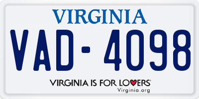 VA license plate VAD4098