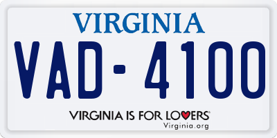 VA license plate VAD4100