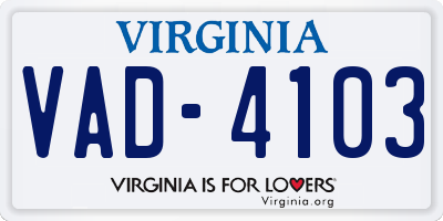 VA license plate VAD4103