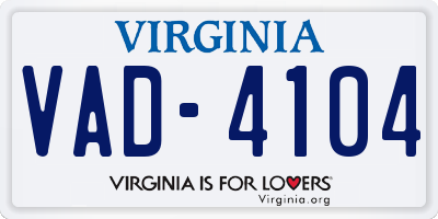 VA license plate VAD4104