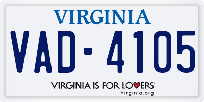 VA license plate VAD4105