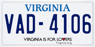 VA license plate VAD4106