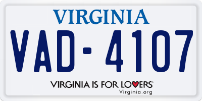 VA license plate VAD4107