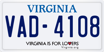 VA license plate VAD4108