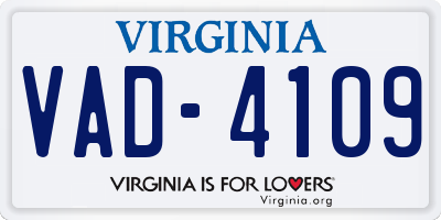 VA license plate VAD4109