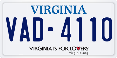 VA license plate VAD4110