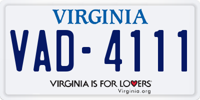 VA license plate VAD4111