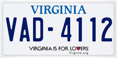 VA license plate VAD4112