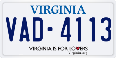 VA license plate VAD4113