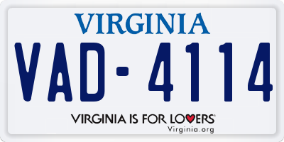 VA license plate VAD4114