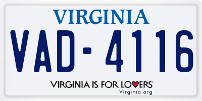 VA license plate VAD4116