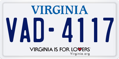 VA license plate VAD4117