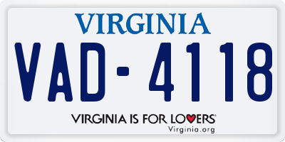 VA license plate VAD4118